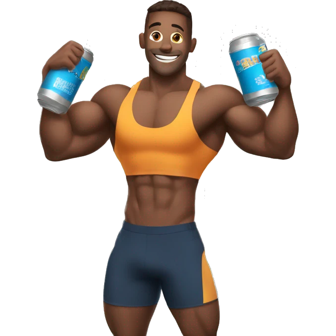 pumped up athlete holding a can of protein emoji