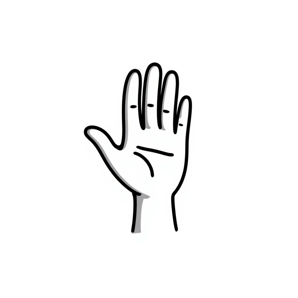 stylized symmetrical hand in doodle style, square format, suitable as emoji for music marketing course cover emoji