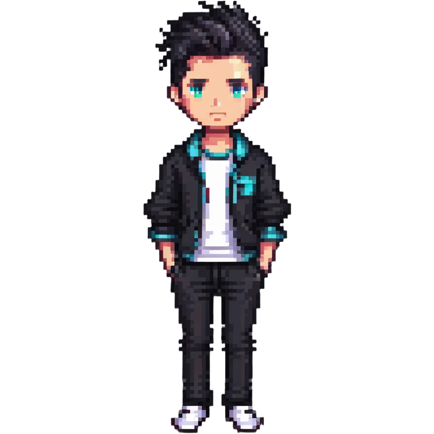 modern pixel art male character with contemporary clothing and hairstyle emoji