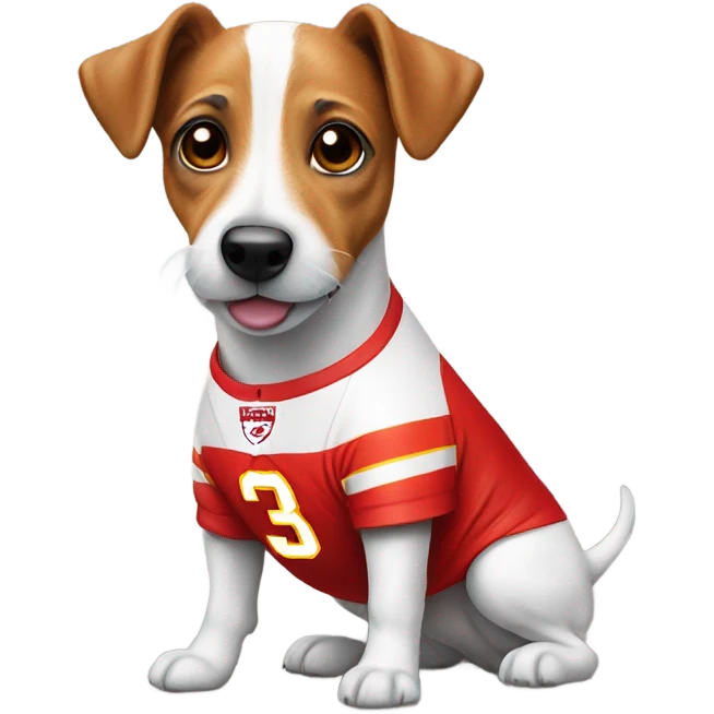 Jack Russell dog in Chiefs shirt emoji