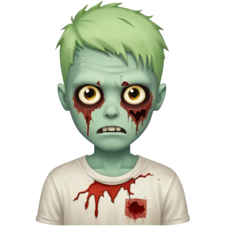 a zombie boy with a ondulado hair and a white t shirt  emoji