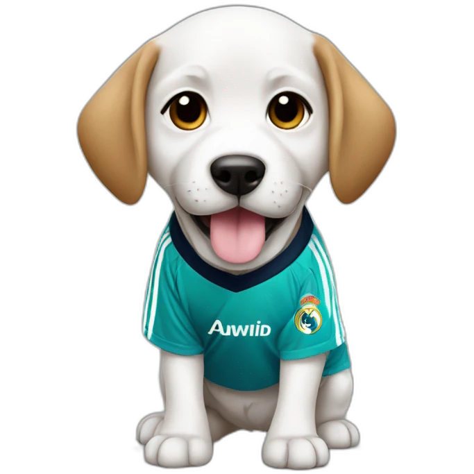 Puppy with a real madrid shirt emoji