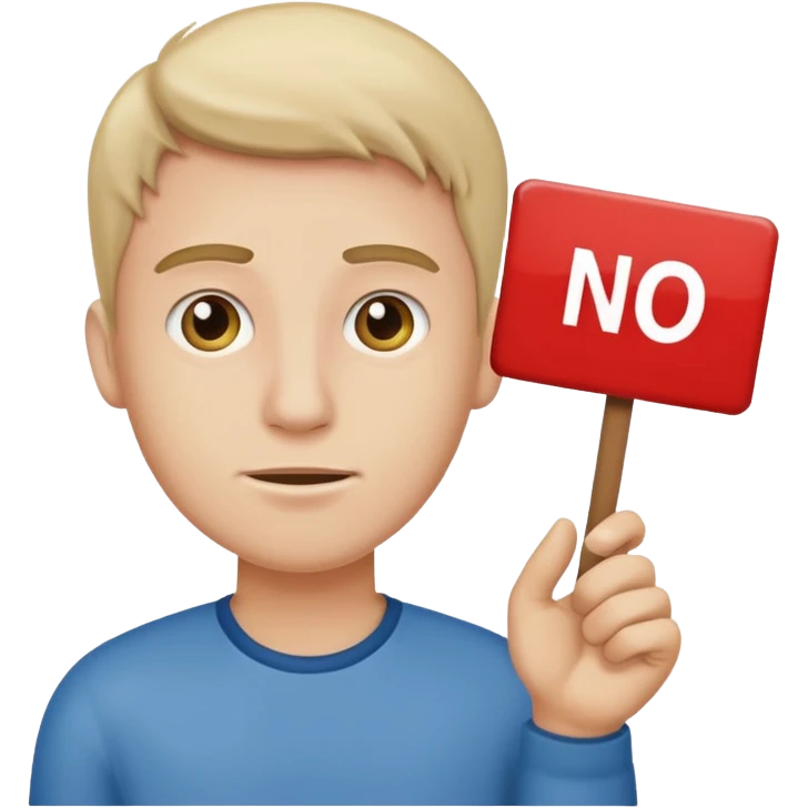 Guy with a sign that says no pissa emoji