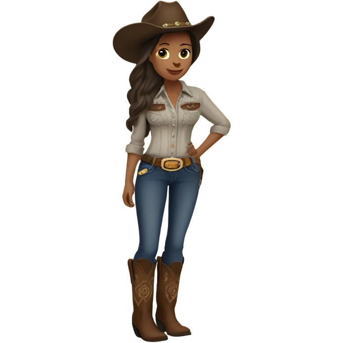 Brunette Cowgirl pregnant emoji