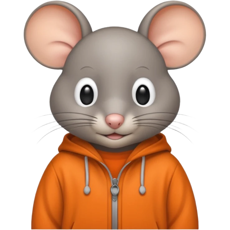 a grey mouse Prison wear orange jumpsuit emoji