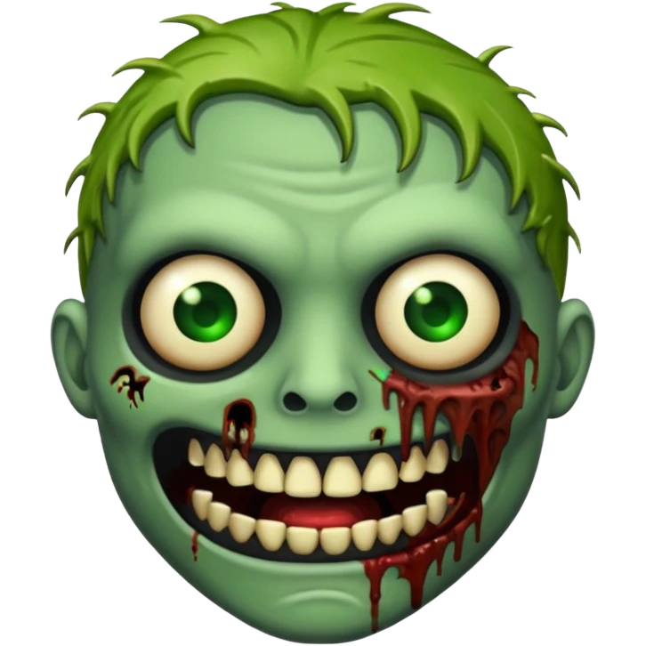 Zombie emoji with black teeth emoji