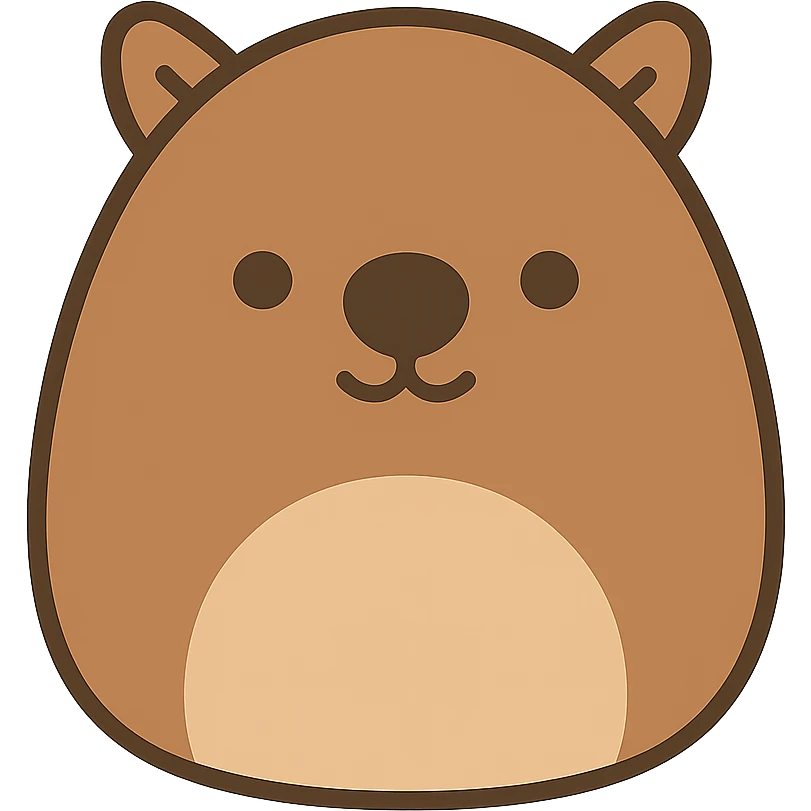 flat color vector wombat squishmallow plushie icon emoji