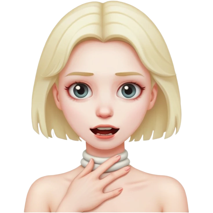Crazy girl holding her neck emoji