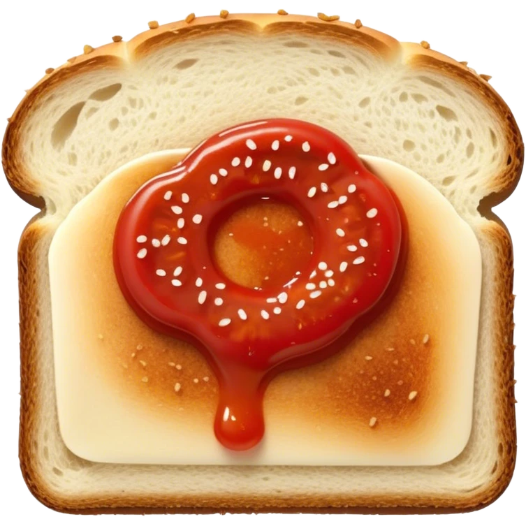 slice of bread with with a line  of tomatoe sauce on top emoji