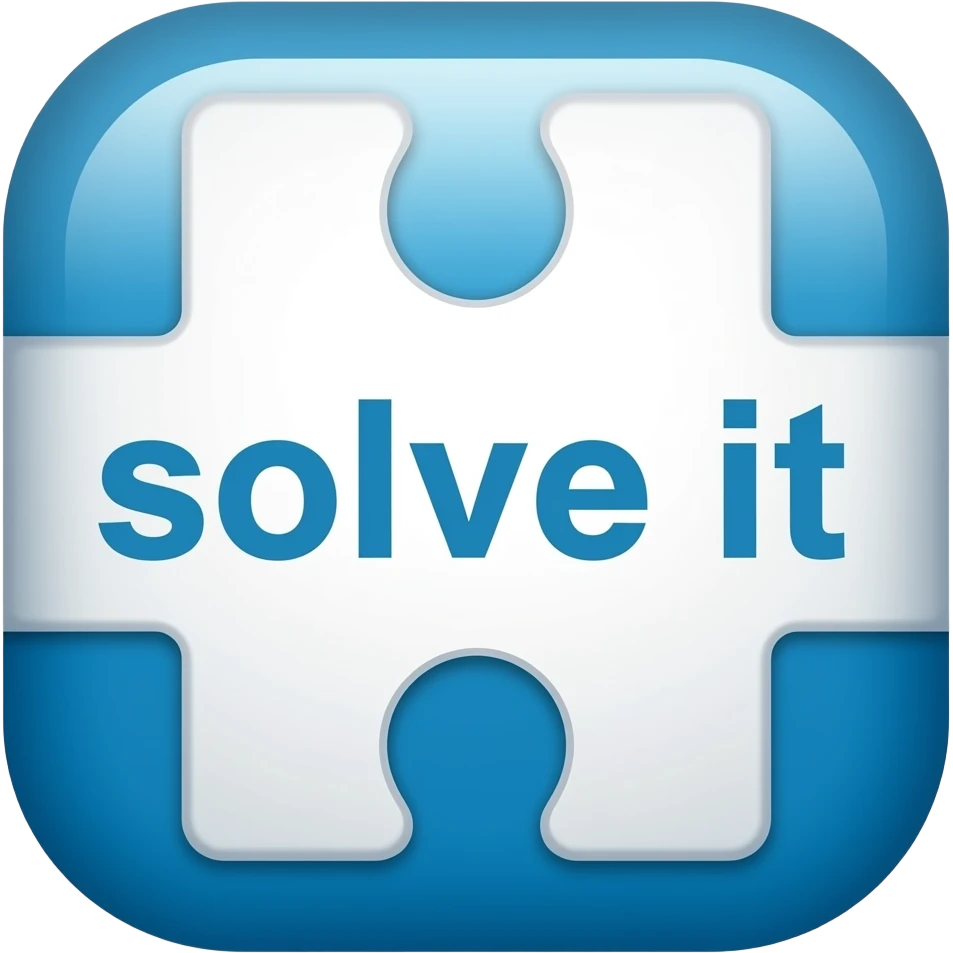 give me a mobile game app logo for crossword puzzle game, selected word can be "solve it" emoji