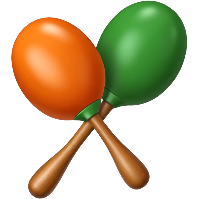 Green-and-orange maracas with glossy finish and thick handles.



 emoji