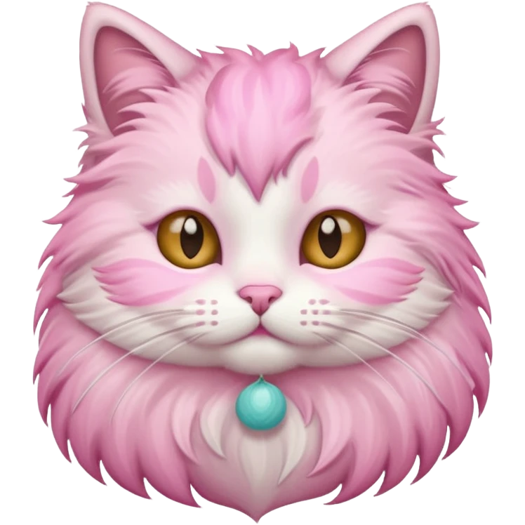 Fluffy cat with pastel pink fur. emoji