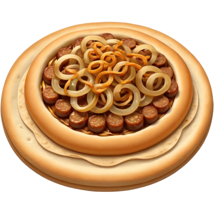 suasages with flatbread and fried onion emoji