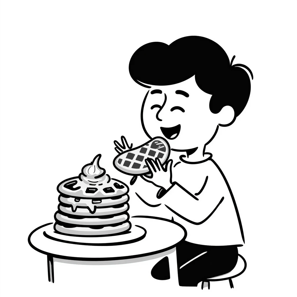 A boy named Maxim who loves to eat waffles with sour cream emoji