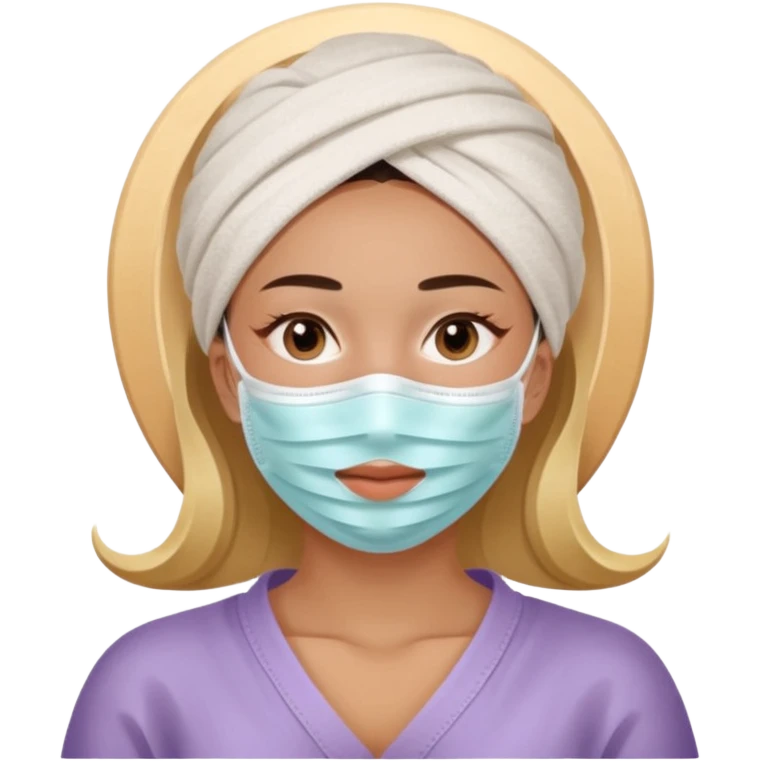 Lady with face mask spa beauty full face relaxing emoji