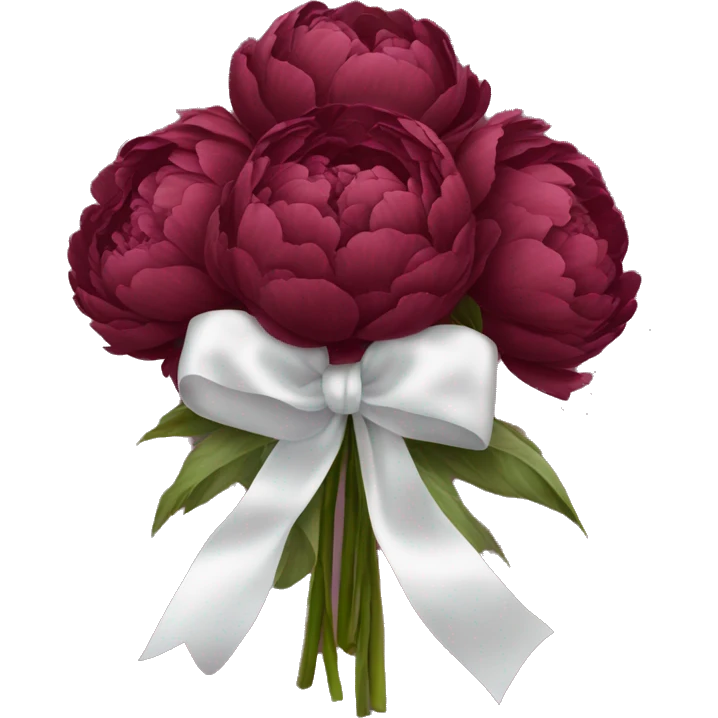 Big bouquet of burgundy peonies with a white satin ribbon emoji