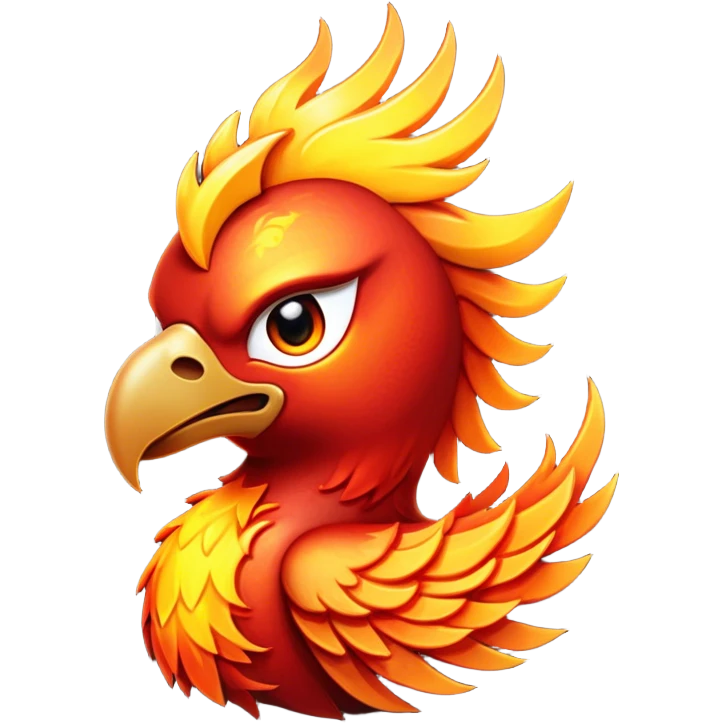 Cinematic Battle-Hardened Mystical Fire Phoenix Portrait Emoji, head tilted dramatically with a defiant, almost mocking smirk. Featuring a striking, rugged form with intensely scarred, flame-scorched feathers and eyes that burn with warrior-like fury, this phoenix embodies unapologetic badassery. Rendered with vibrant, lifelike textures and dynamic, contrasting shadows, high shine, and a bold soft glowing outline, it captures the essence of a phoenix ready to rise and scorch any challenge with battle-hardened might. emoji