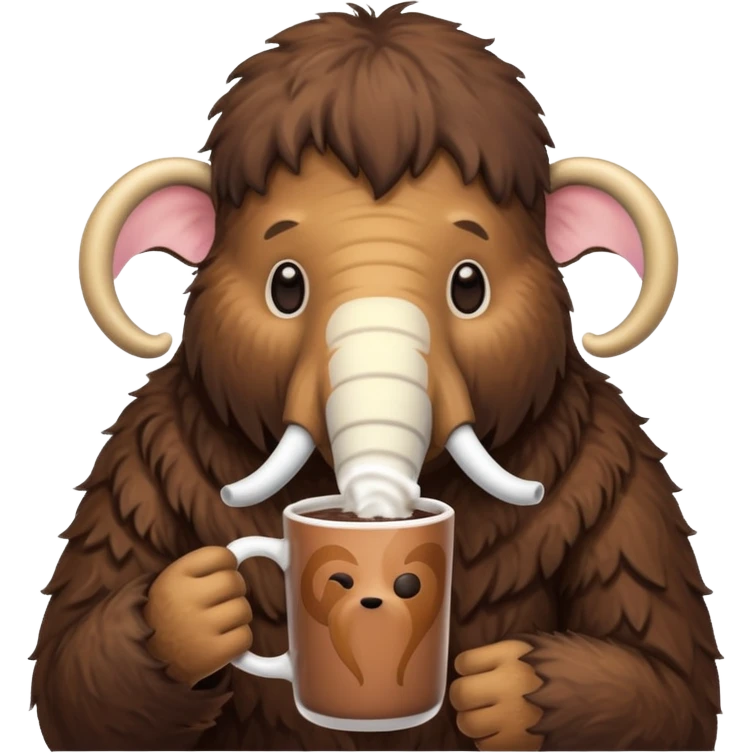 A mammoth who drinks a hot chocolate emoji