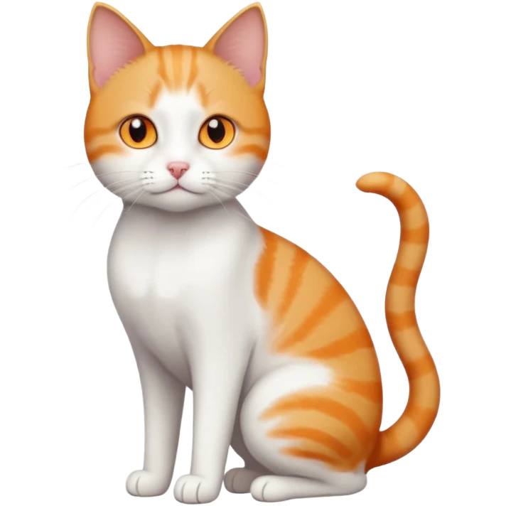full body small short hair ginger and white cat with orange eyes  emoji