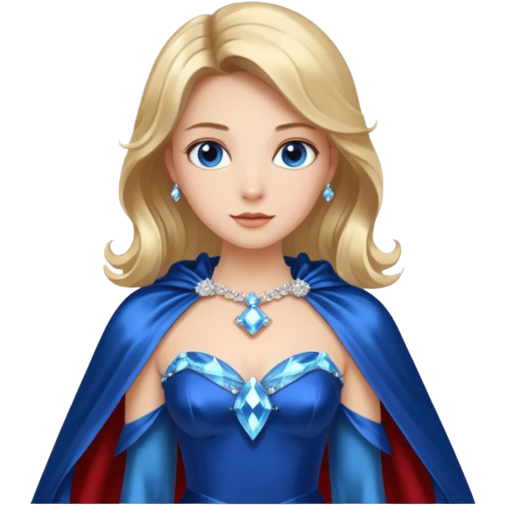 A blue satin dress with crystal bodice and flowing cape.




























 emoji