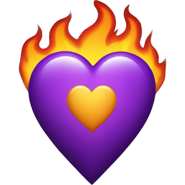 2d purple heart on fire emoji