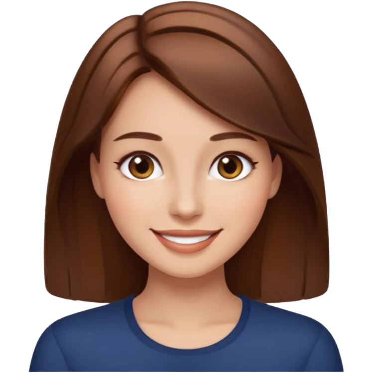 femme cheveux lisses bruns qui souris emoji
