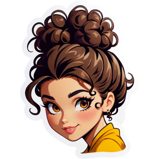 Curly hair messy bun  emoji