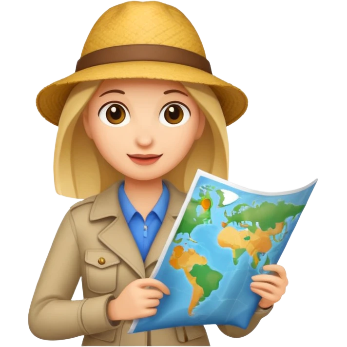 tourist woman holding map emoji
