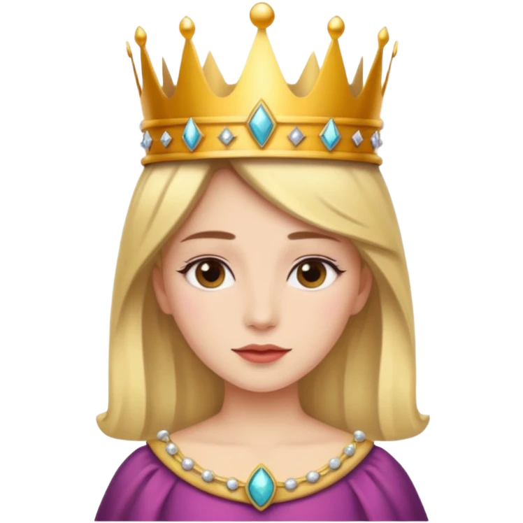 A girly with a crown making her queen emoji