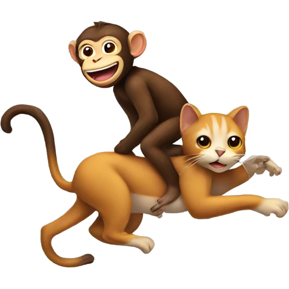 Monkey riding a cat emoji