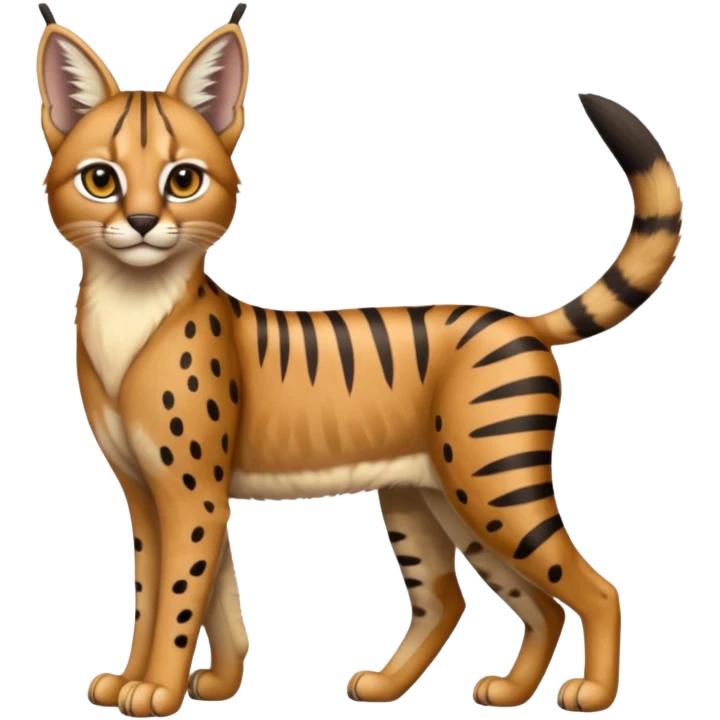 Striped and spotted Lynx-Caracal-Serval-hybrid full body emoji