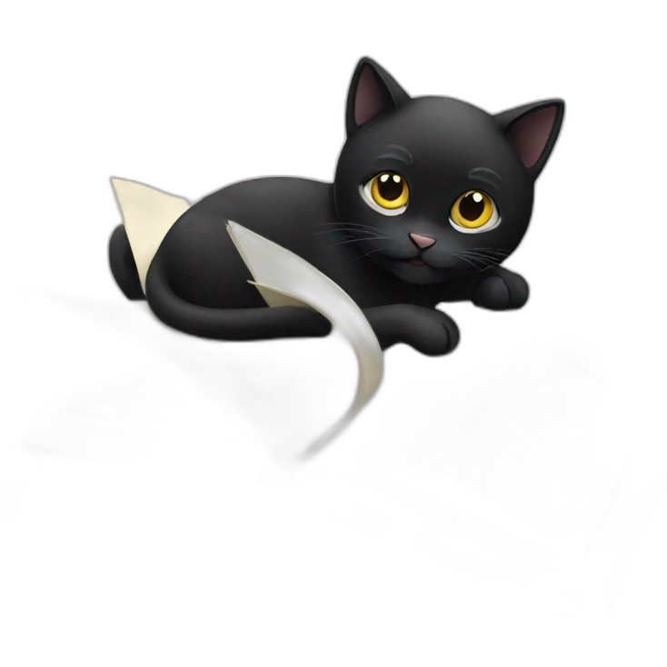 Black cat reading emoji