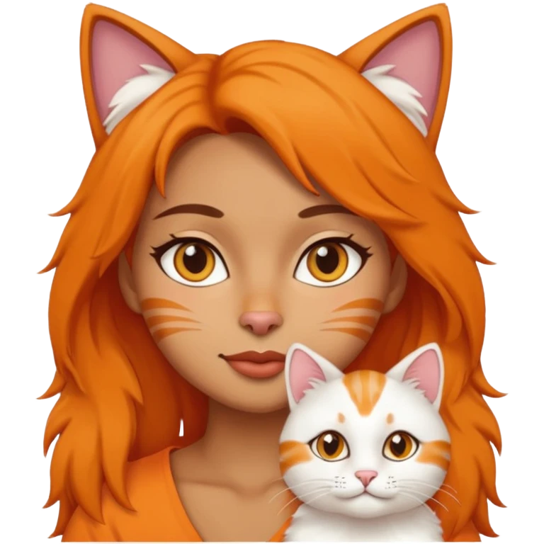 Woman wearing a cat emoji