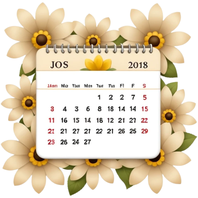 Calendar and flowers beige emoji