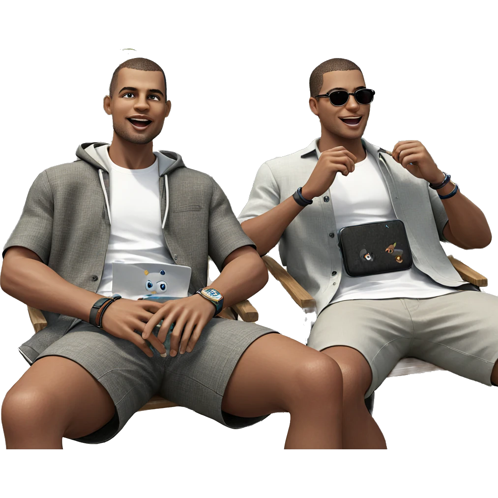 boys enjoying day by ocean emoji