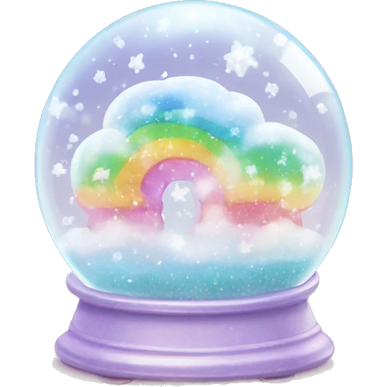 Kawaii rainbow pastel bedazzled cloud in an under the sea snow globe  emoji