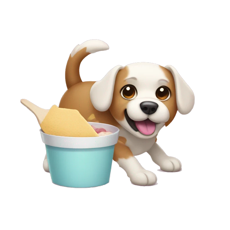 Crea un emoji de un perro comiendo pastel emoji