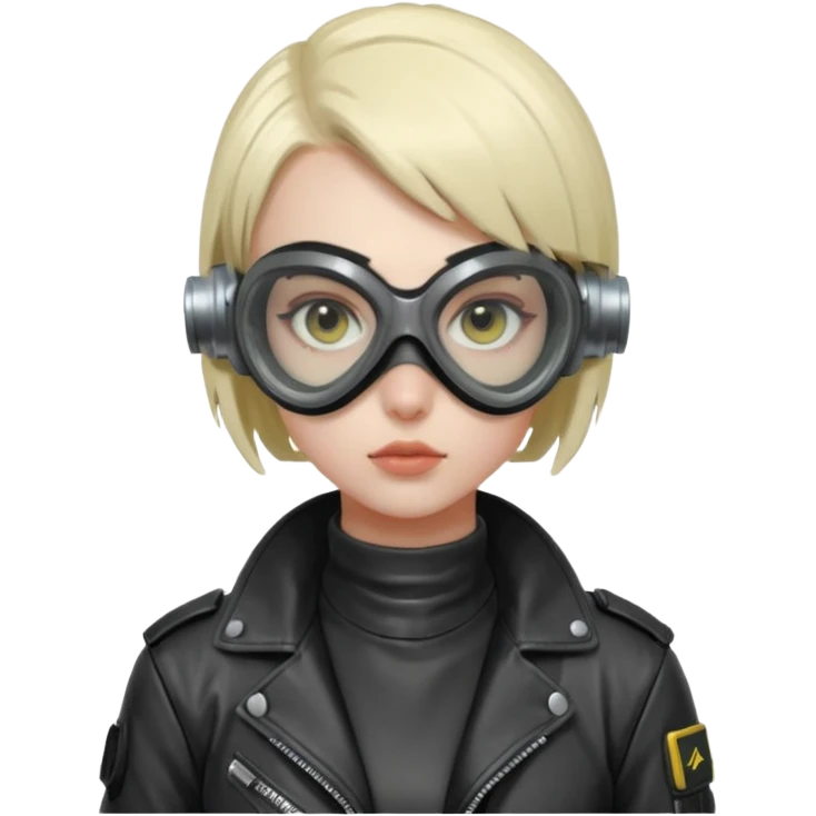 cyberpunk gasmask girl programmer buzzcut hair emoji