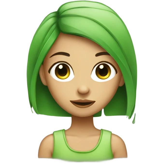 A girl with cucumber on her eyes and green wet hair emoji