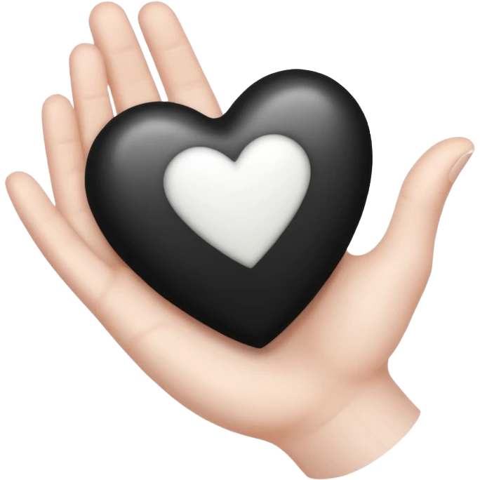  black and white heart on hand emoji