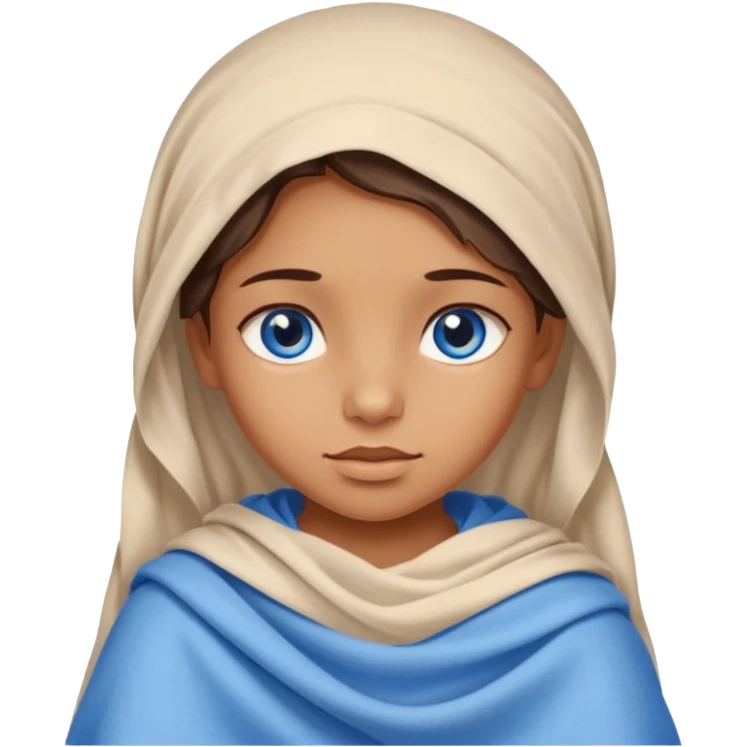 blue eyed desert child girl cowered with creme cloth emoji