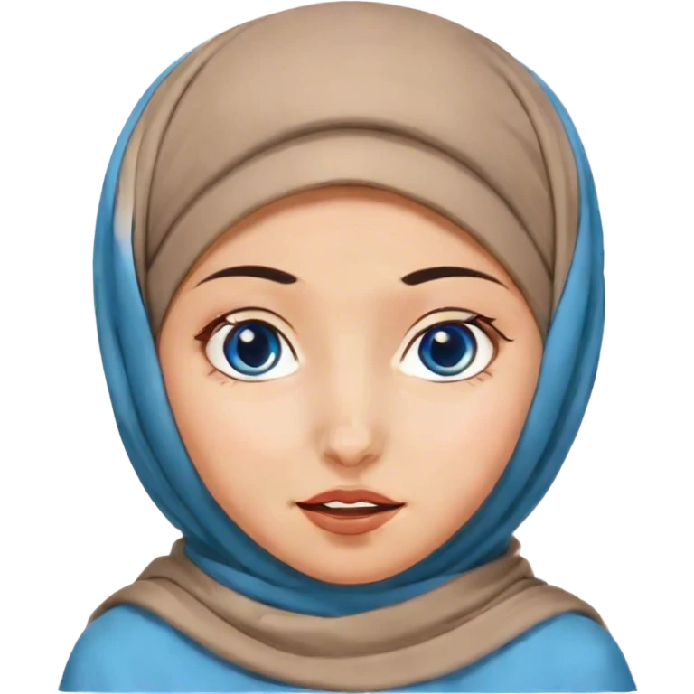 Turkish beautiful finish Konya girl blue eyes with hijab and islamic dress she’s Face with Grimacing emoji