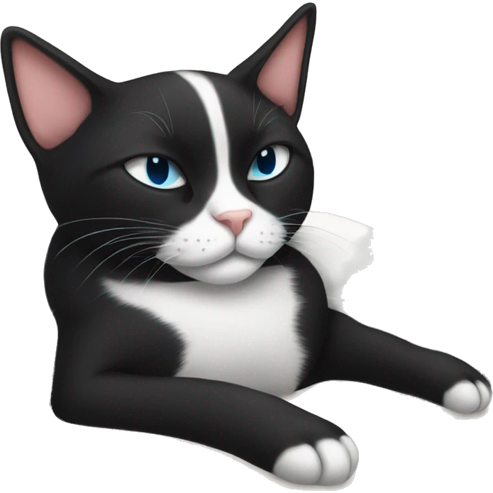 tuxedo cat sleeping on pillow emoji