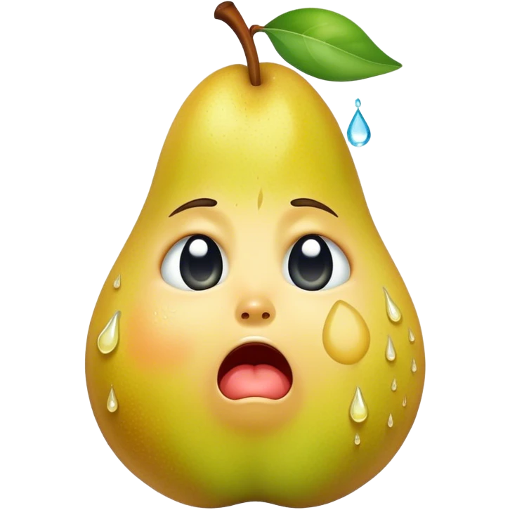 A pear crying emoji