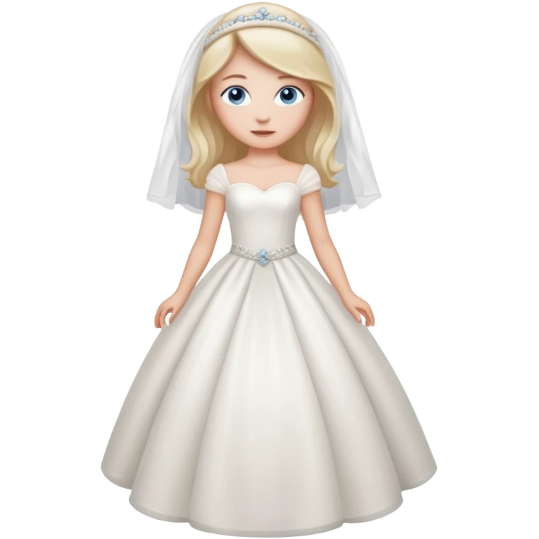Chica blanca, ojos azules, vestida novia, cuerpo entero emoji