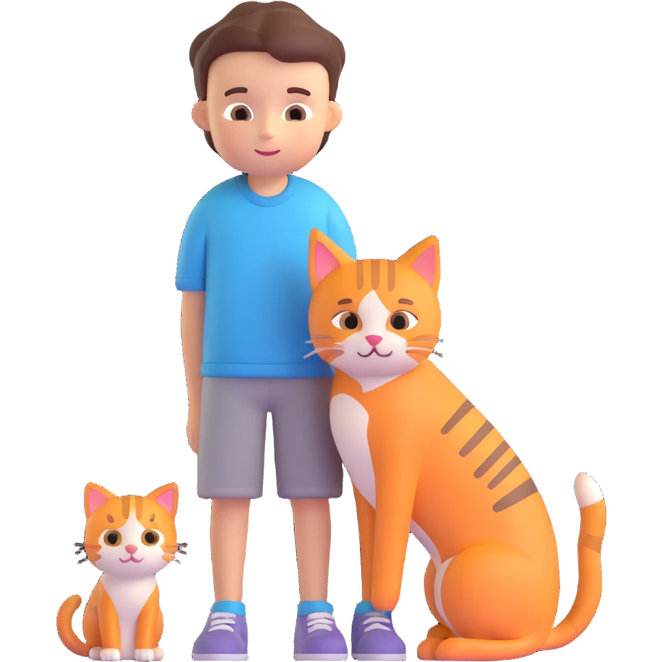 boy and cat pet emoji