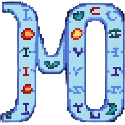 pixel art letters UYI in arcade style emoji
