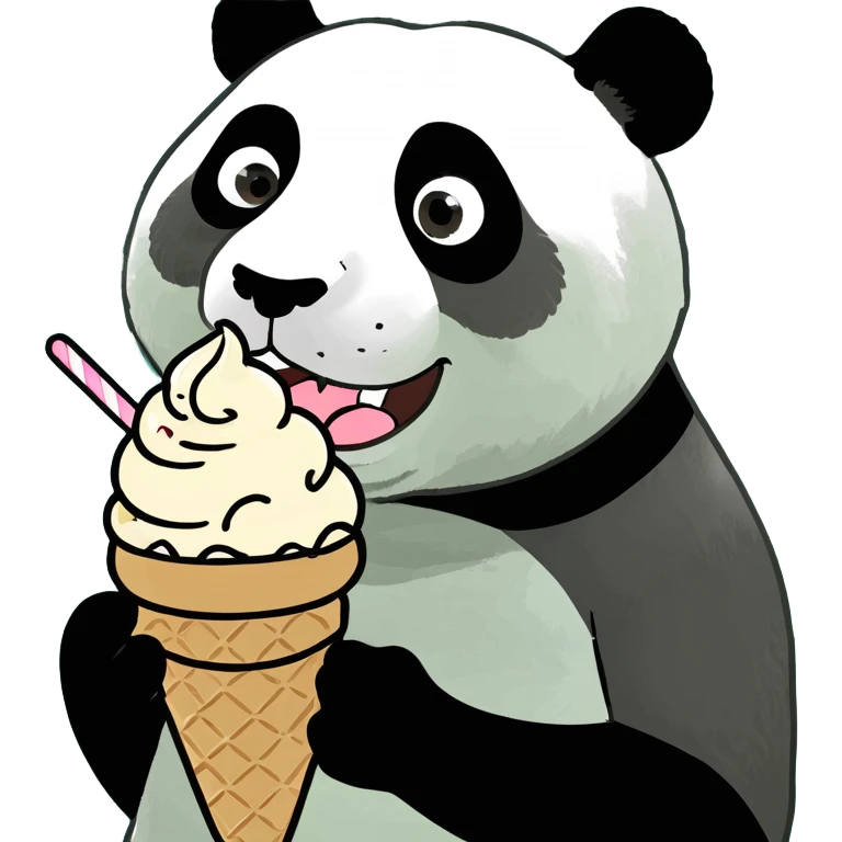 Panda eating ice cream emoji