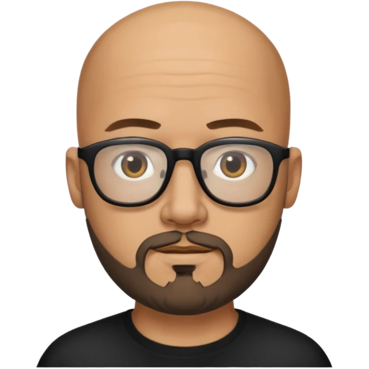 Bald male, black glasses, goatee beard, realistic portrait emoji