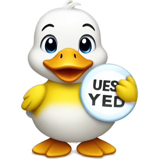 Yellow cute Duck holding yes sign emoji
